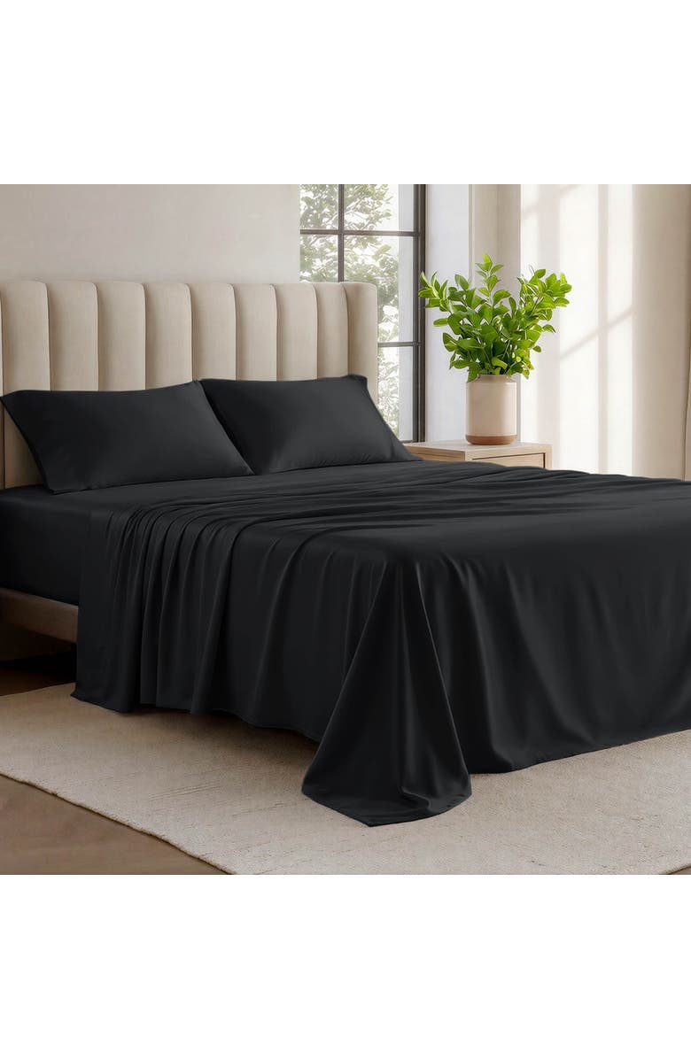 Bare Home Organic Cotton Jersey Sheet Set, Alternate, color, Black