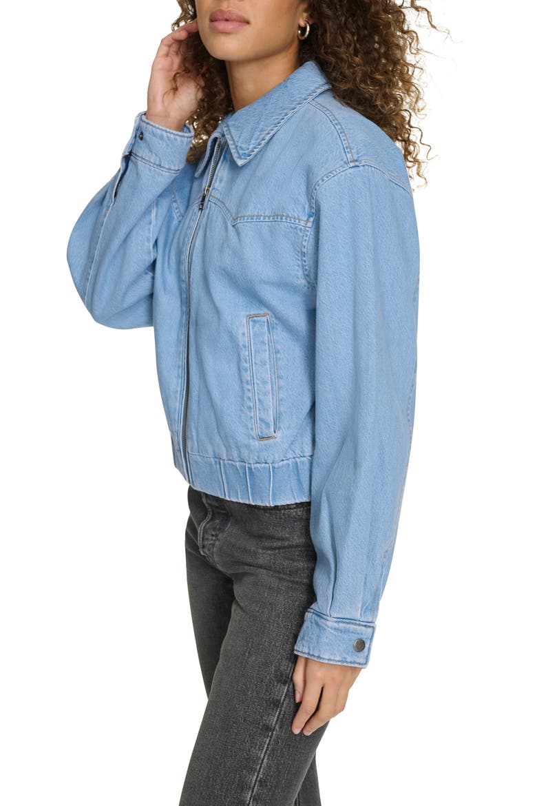 Western Denim Bomber Jacket, Alternate, color, LIGHT WASH DENIM