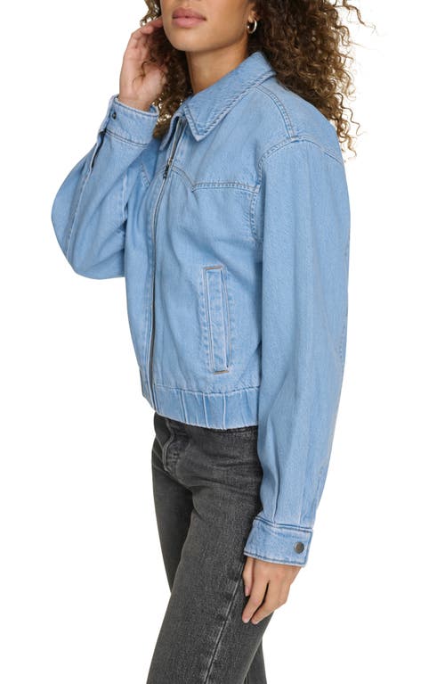 Levi's Women's Western Zip-front Denim Bomber Jacket In Light Wash Denim