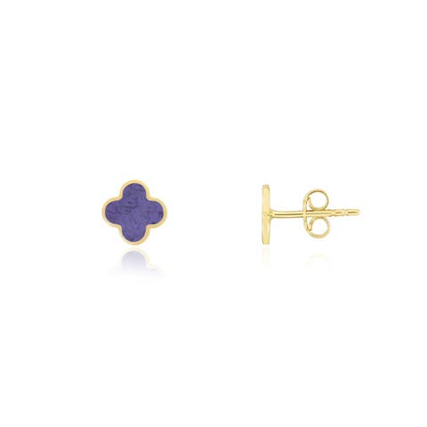 Mini Amethyst Clover Stud Earrings