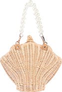 Jelavu Rattan Shell Faux Pearl Top Handle Bag