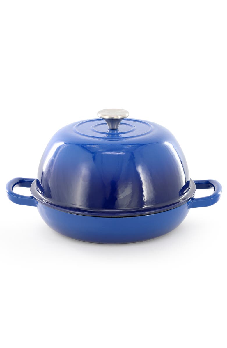 Megachef 6 Quart Enameled Cast Iron Bread Pot with Baking Mat, Alternate, color, Blue