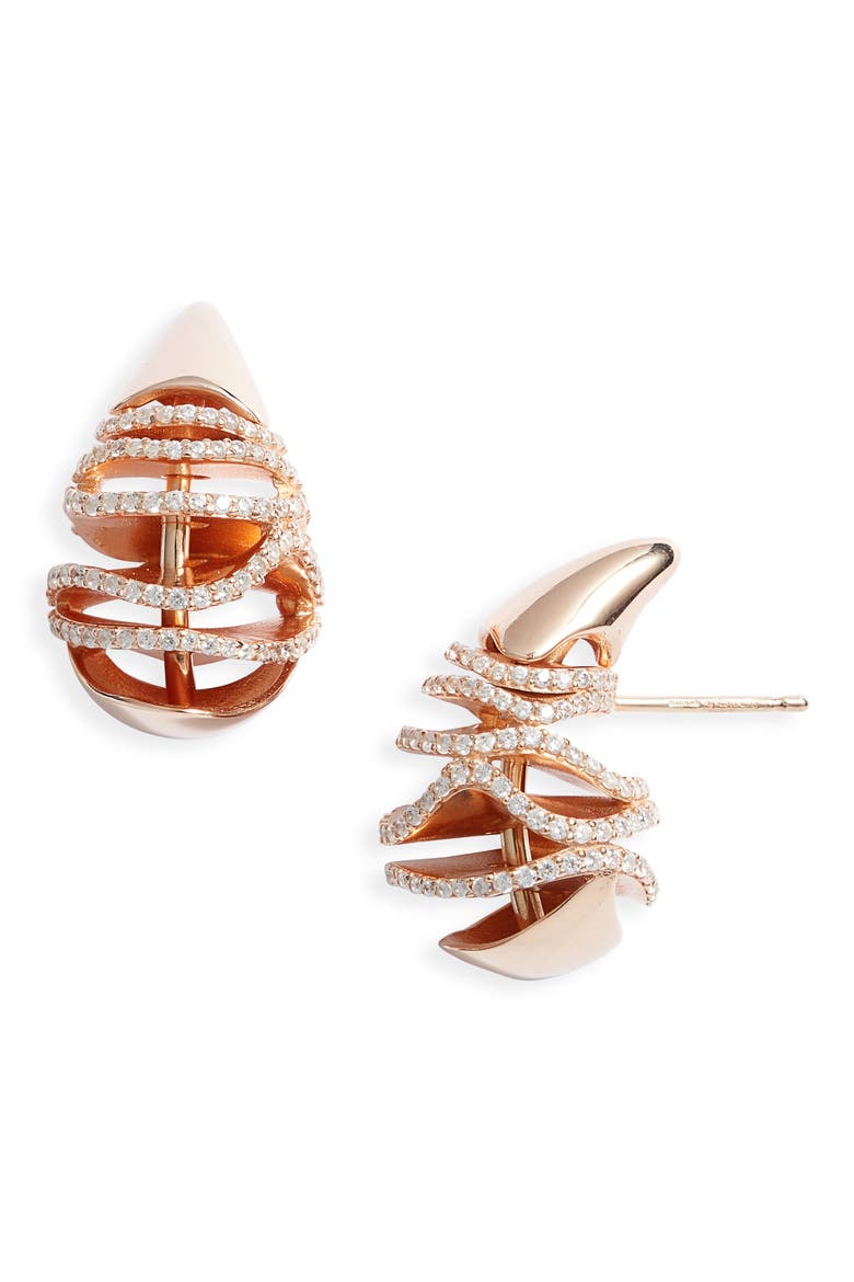 Sardine Stud Earrings, Main, color, ROSE GOLD