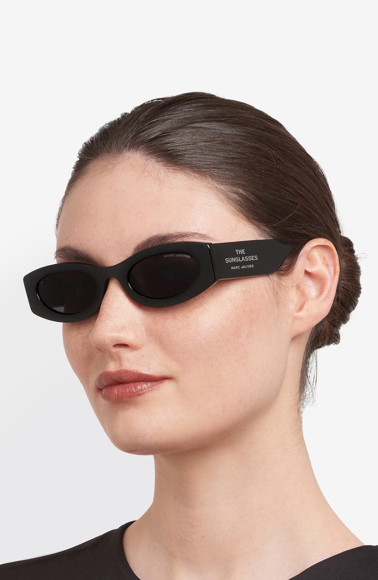 Marc Jacobs 51mm Oval Sunglasses, Alternate, color, Black/ Grey
