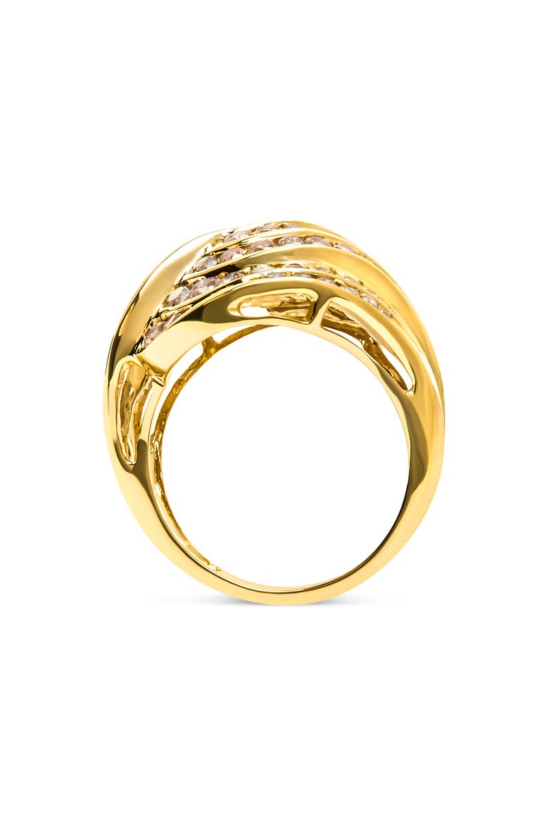 10K Yellow Gold 2.0 Cttw Channel Set Diamond Cocktail Swirl Band Ring, Alternate, color, Yellow