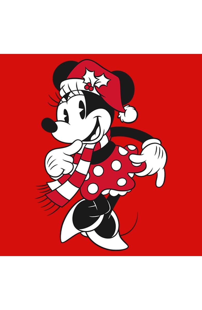 Mickey & Friends Girl's Mickey & Friends Winter Hat Minnie  Graphic T-Shirt, Alternate, color, Red