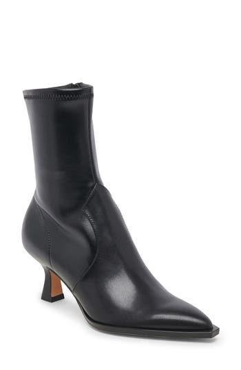 Dolce Vita Azalea Pointed Toe Bootie In Black Leather