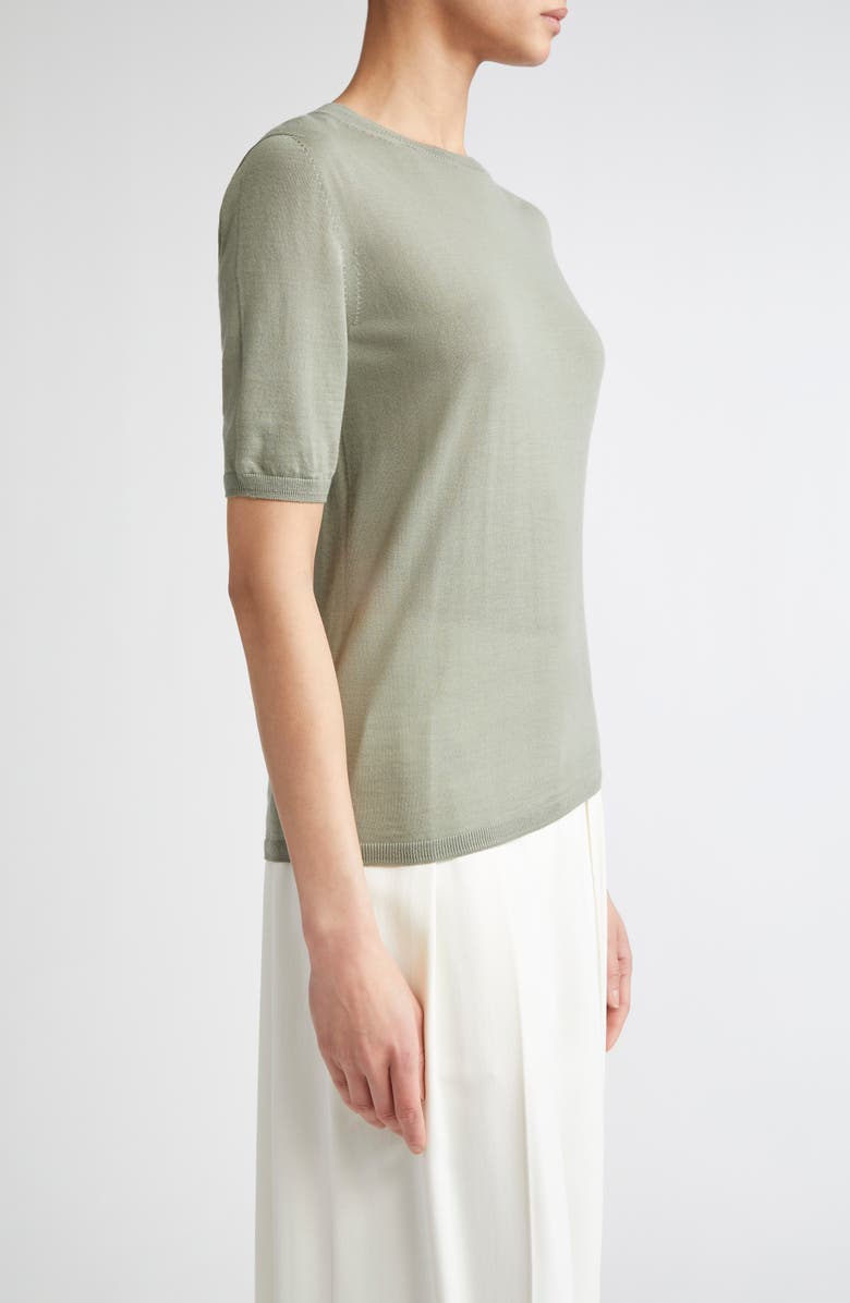 Max Mara Gerico Short Sleeve Virgin Wool Sweater, Alternate, color, Sage Green