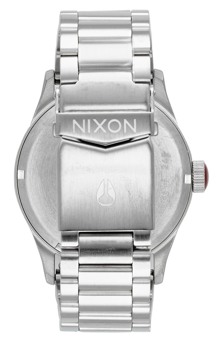 Nixon Sentry Bracelet Watch, 42mm, Alternate, color, Silver / Cranberry
