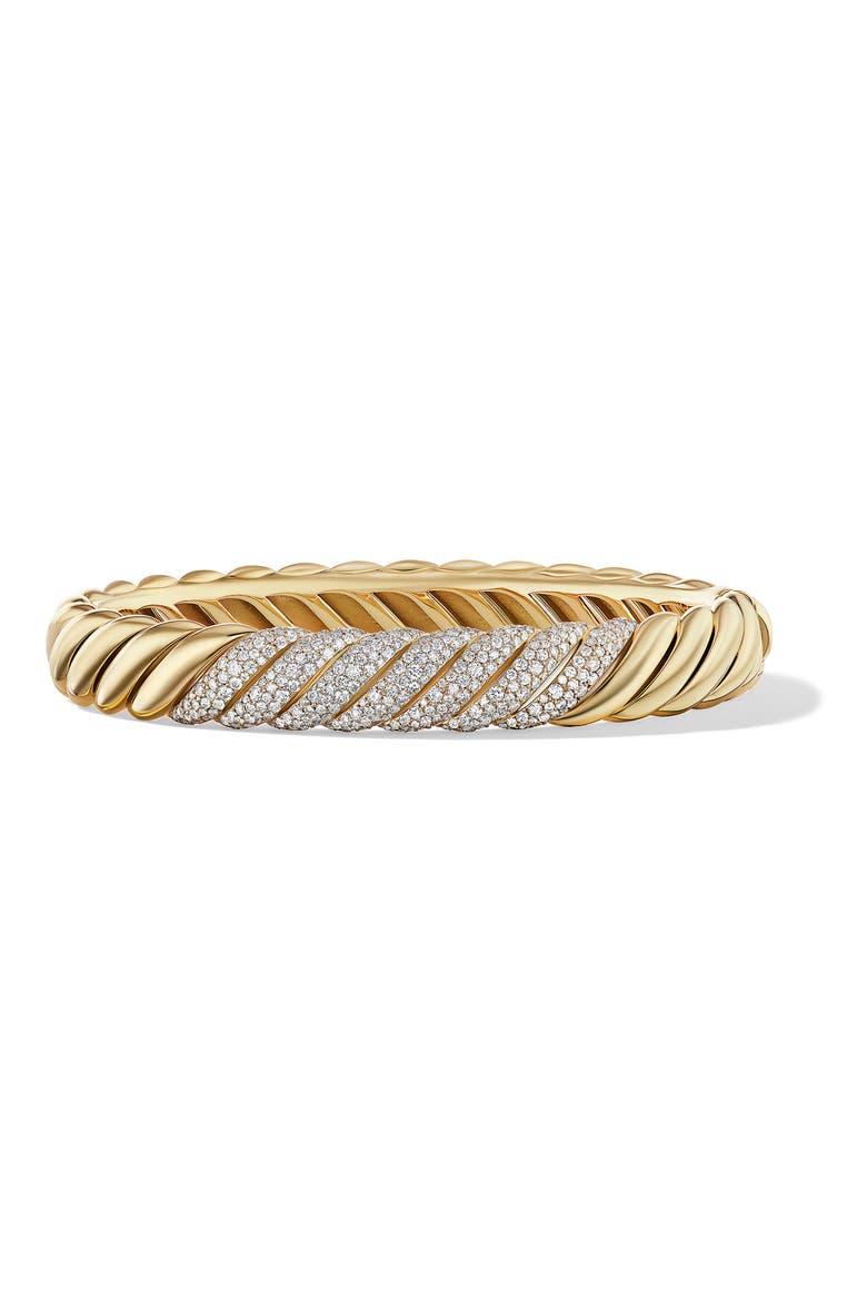 Sculpted Cable Bracelet in 18K Yellow Gold with Diamonds, 10mm, Main, color, 18K YELLOW GOLD