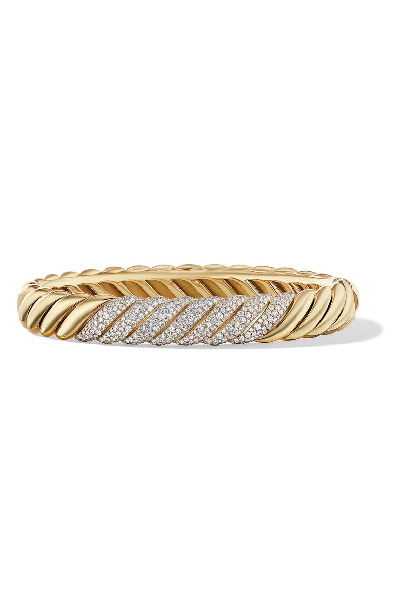 David Yurman Sculpted Cable Bracelet in 18K Yellow Gold with Diamonds, 10mm, Main, color,