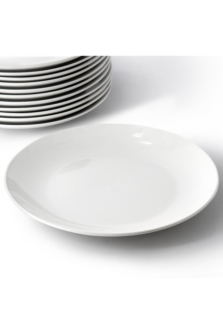 Professional Kitchen 12 Piece Round Porcelain Salad Plate Set, Alternate, color, White