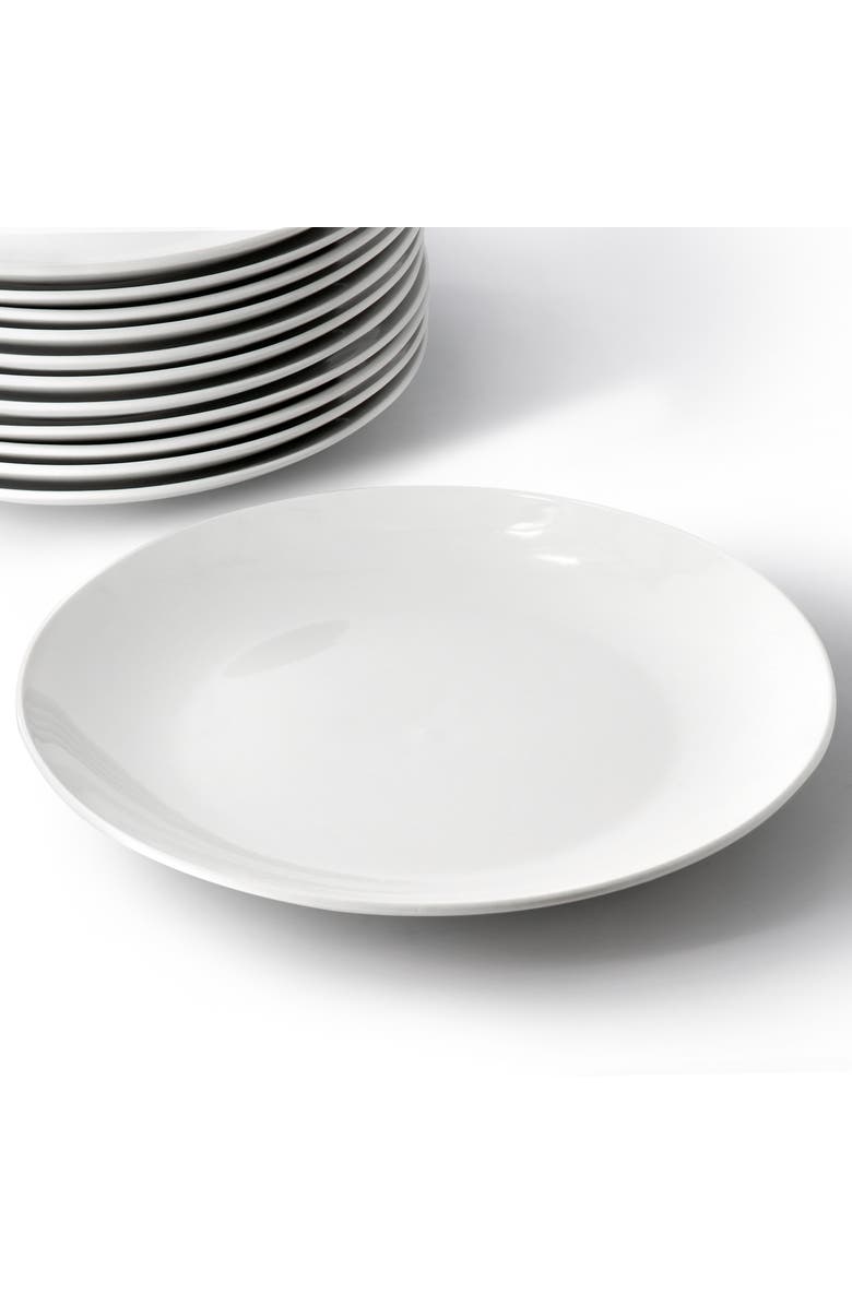 Elama Professional Kitchen 12 Piece Round Porcelain Salad Plate Set, Alternate, color, White