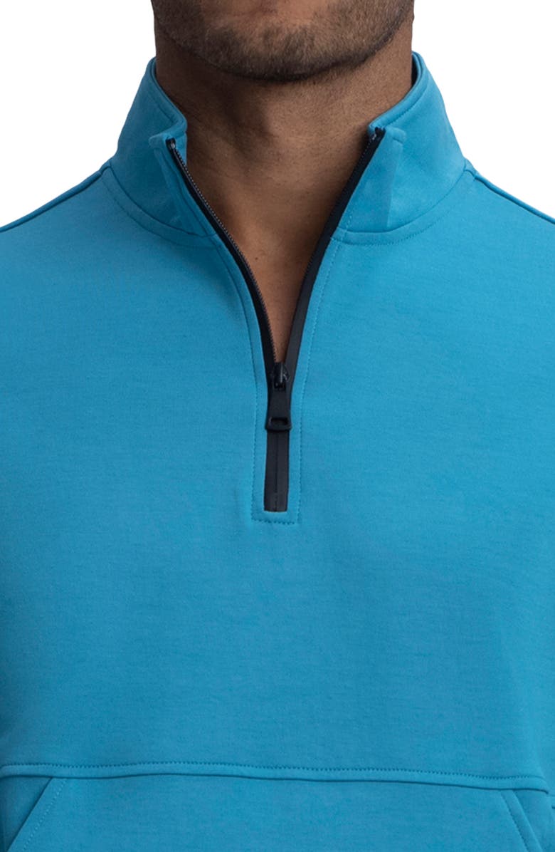 Bugatchi Comfort Cotton Blend Quarter Zip Pullover, Alternate, color, Teal