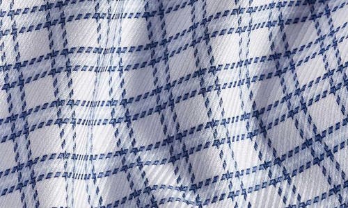 David Donahue Trim Fit Windowpane Check Cotton Dobby Dress Shirt In Blue