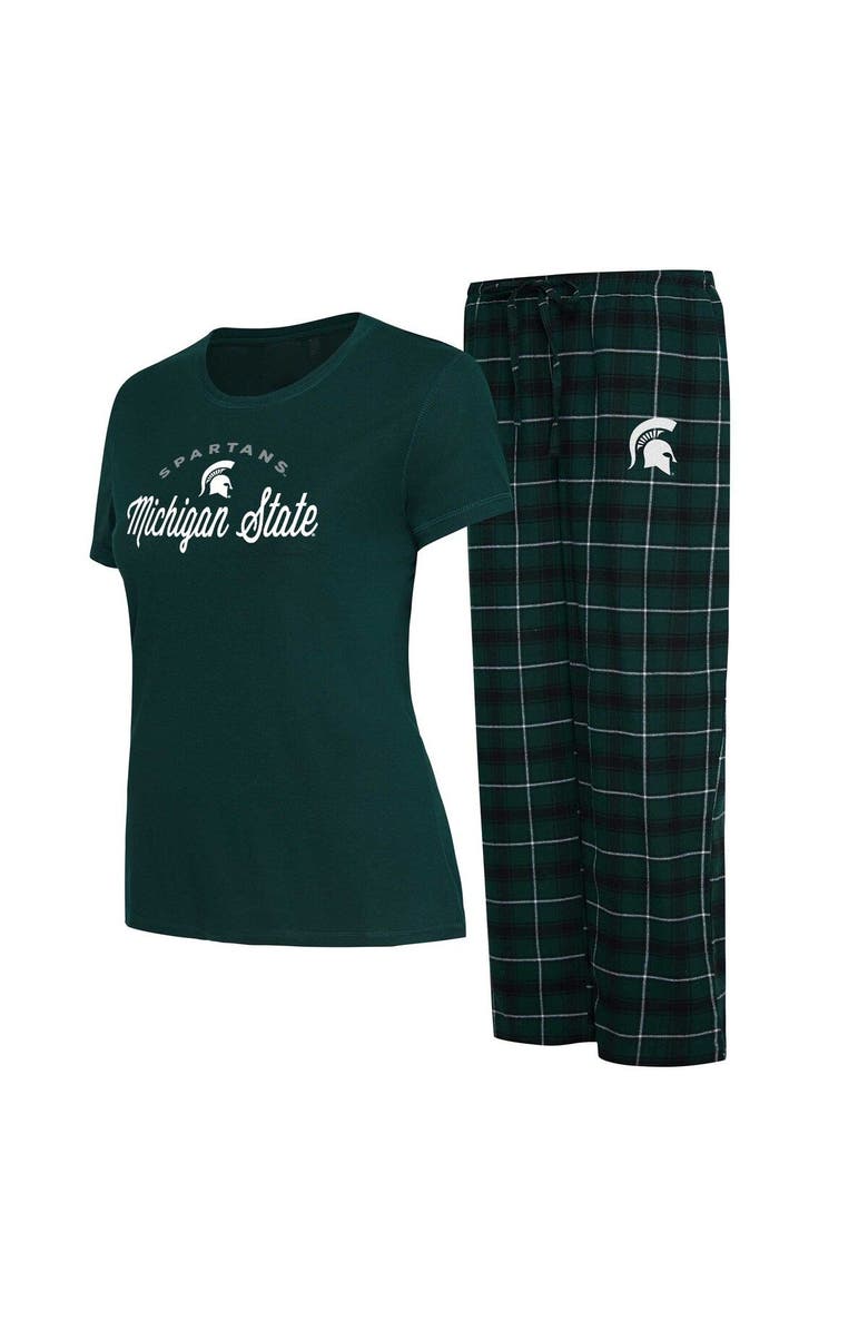 CONCEPTS SPORT Women's Concepts Sport Green/Black Michigan State Spartans Arctic T-Shirt & Flannel Pants Sleep Set, Main, color, 