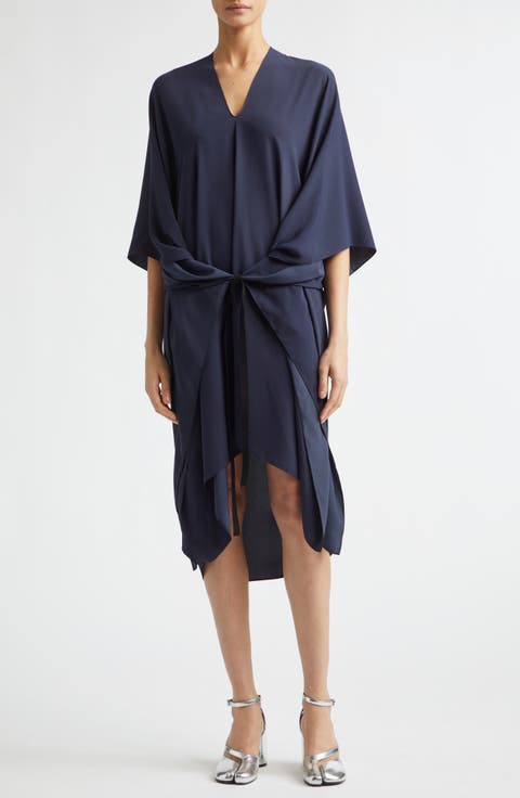 V-Neck High-Low Jersey Midi Dress
