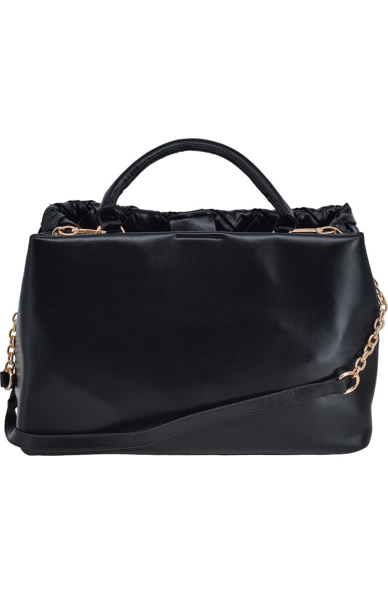 bebe Luca Medium Woven Satchel, Alternate, color, Black