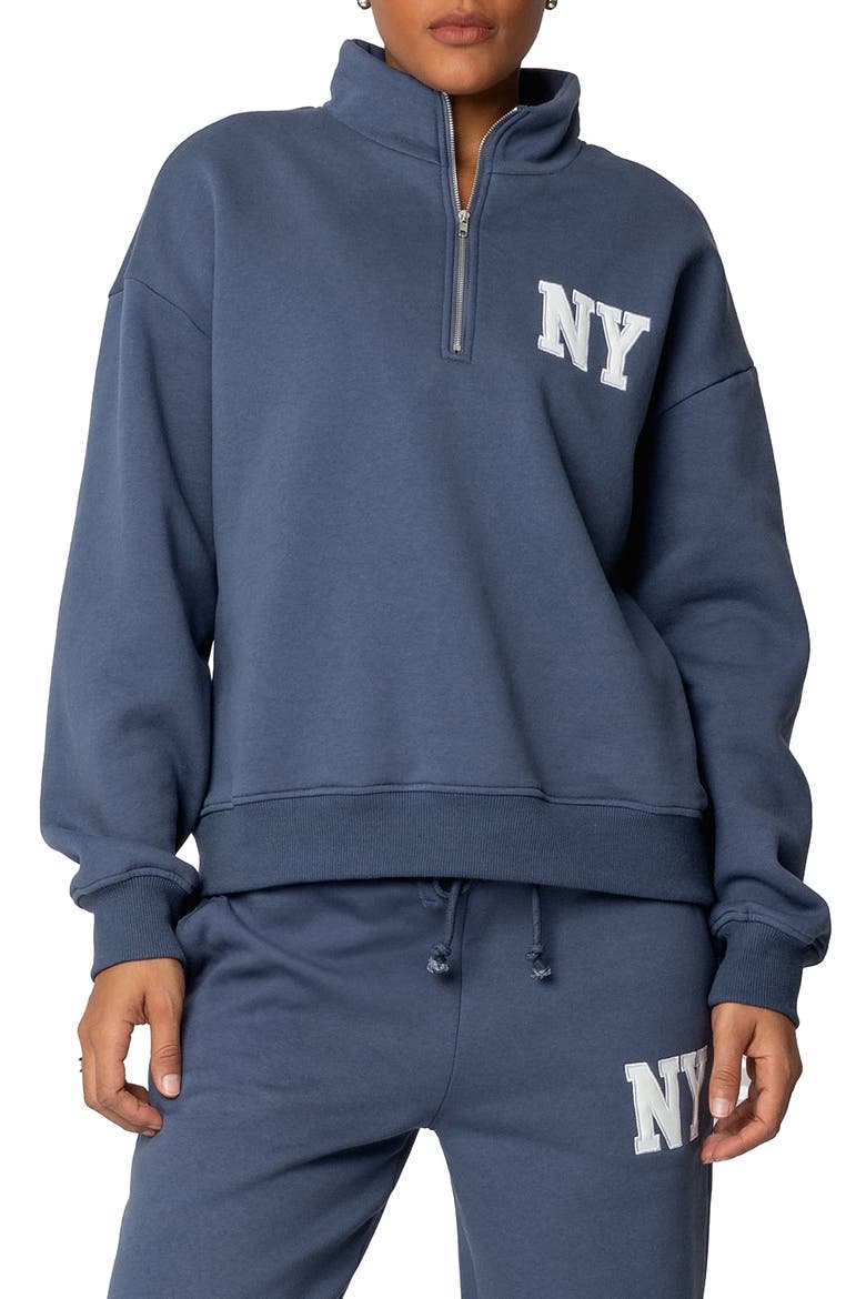 NY Quarter Zip Sweatshirt, Main, color, BLUE
