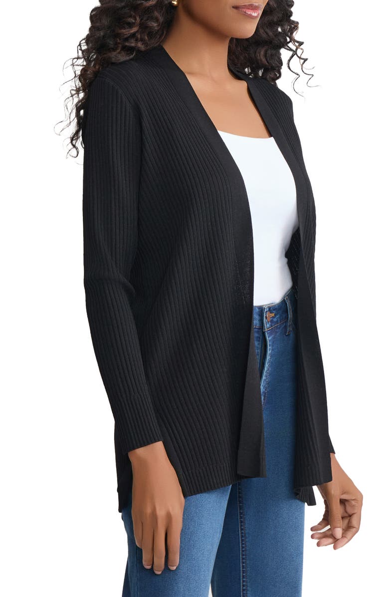 Jones New York Sutton Open Front Rib Knit Cardigan, Alternate, color, 
