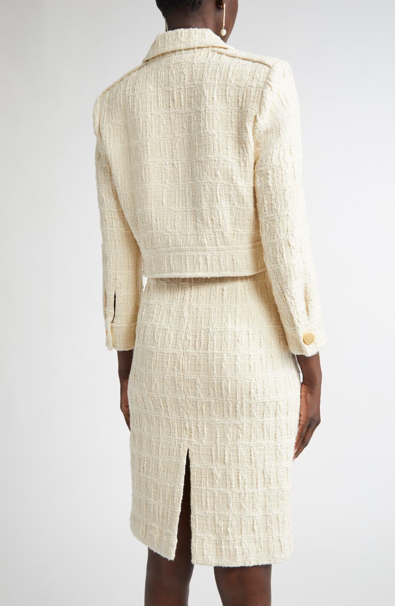 ST. JOHN Avery Tweed Crop Jacket, Alternate, color, Ecru