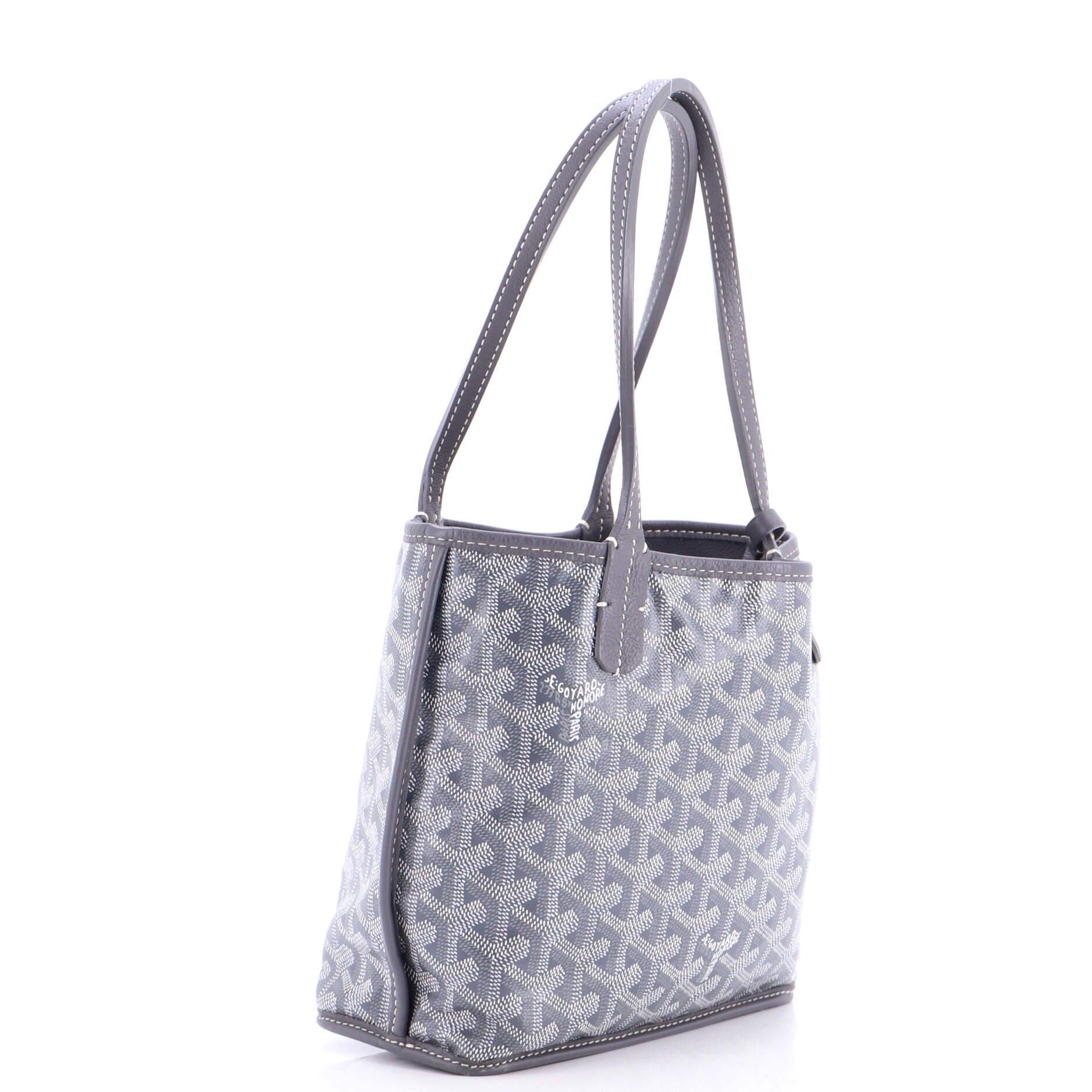Pre-Owned Goyard Anjou Reversible Tote Coated Canvas Mini, Alternate, color, Gray