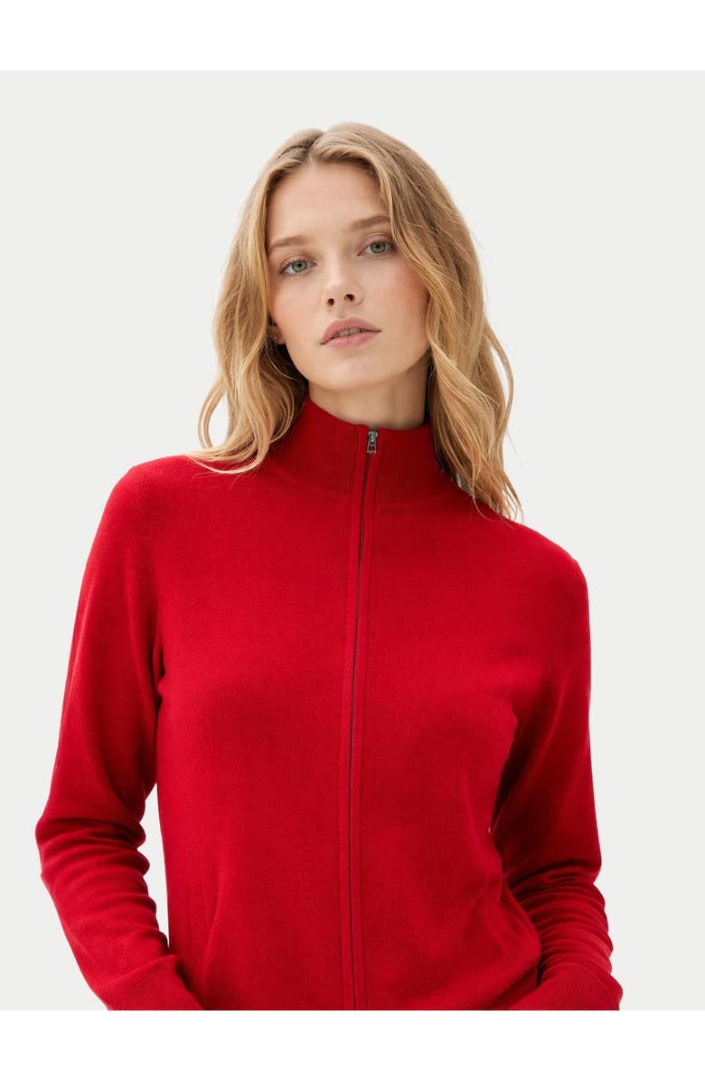 Gobi Cashmere Timeless Cashmere Full-Zip Cardigan, Alternate, color, Chili Pepper