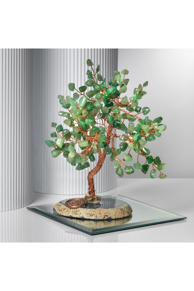 Jade Feng Shui Crystal Tree of Life Successful Life, Alternate, color, Copper/brown/green