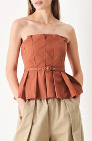 FREEMARKET Belted Pleated Tube Top