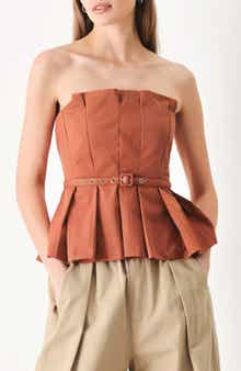 Belted Pleated Tube Top