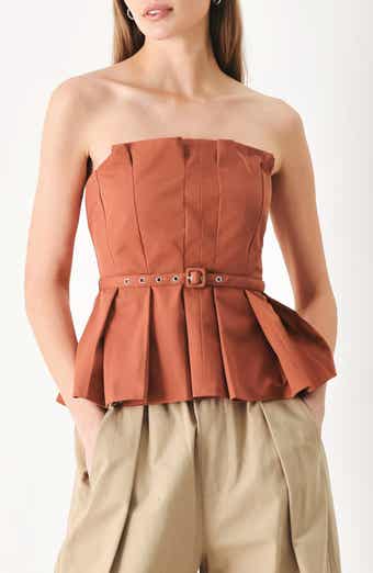 Belted Pleated Tube Top