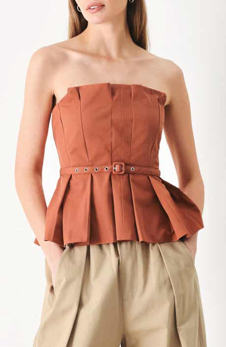 Belted Pleated Tube Top