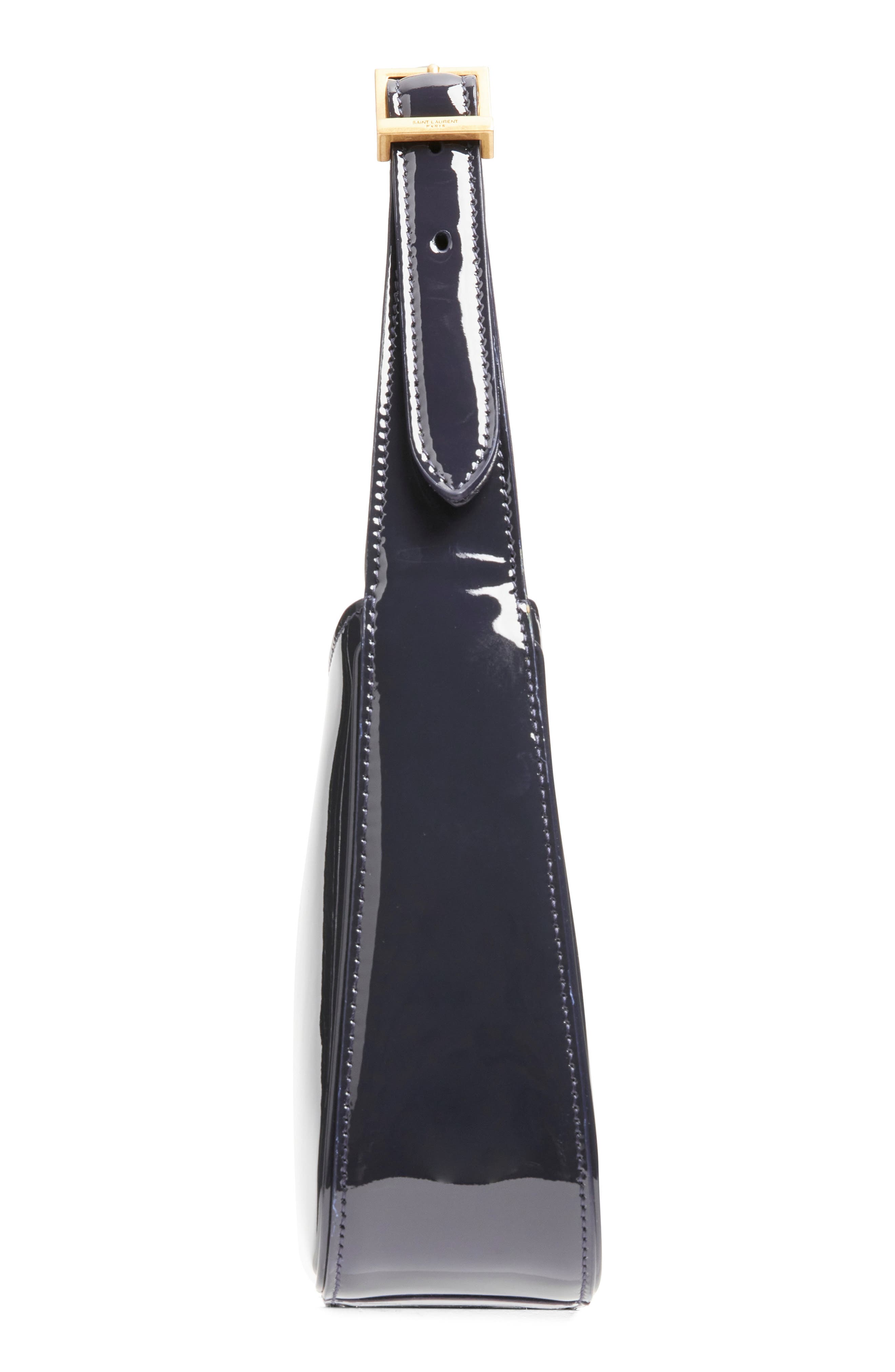 Saint Laurent Le 5 à 7 Patent Leather Hobo, Alternate, color, Midnight Blue