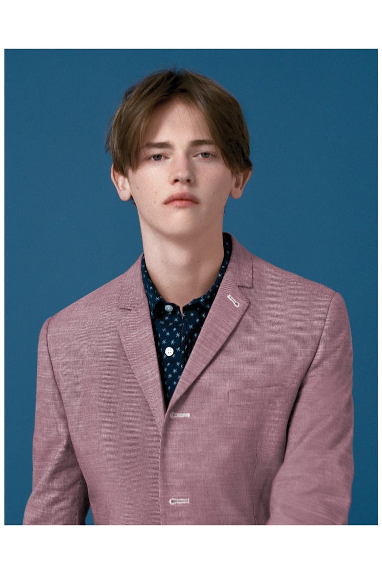 Star Print Cotton Shirt, Alternate, color, BLUE