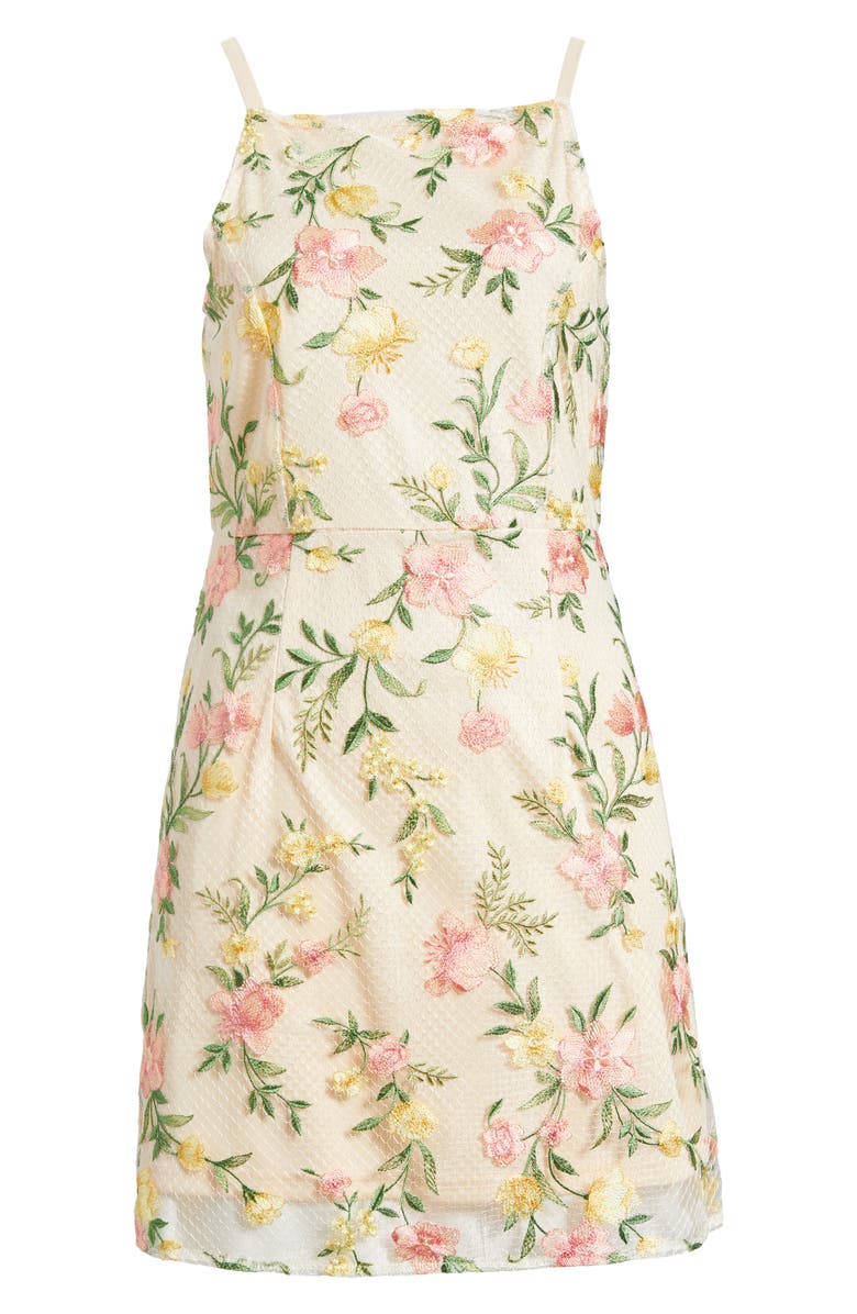 Sam Edelman Floral Embroidered Minidress, Alternate, color, Pink/ Yellow