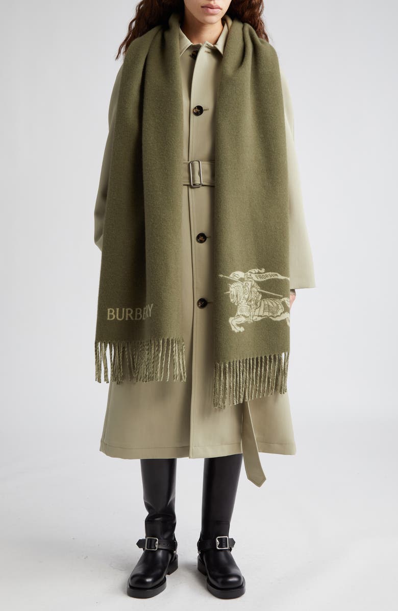 Burberry Knight Jacquard Two Tone Cashmere Scarf, Alternate, color, 