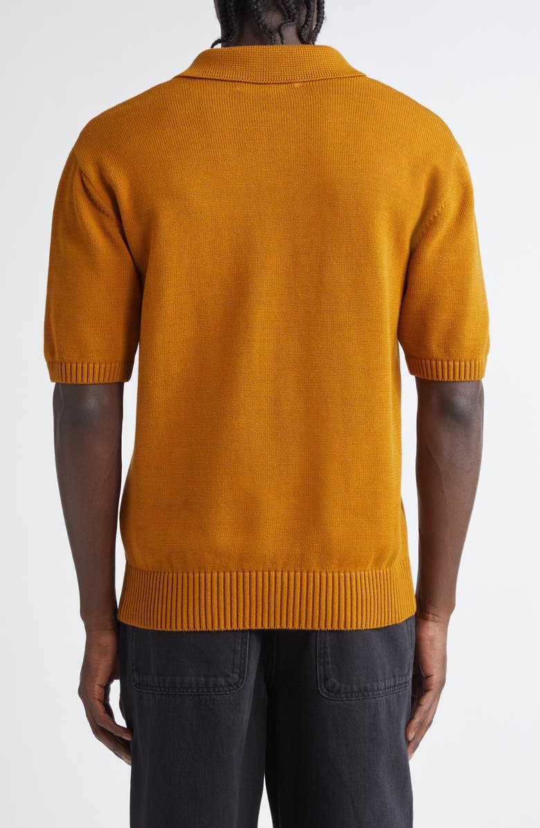 PALMES Marco Embroidered Logo Organic Cotton Polo Sweater, Alternate, color, Mahogany