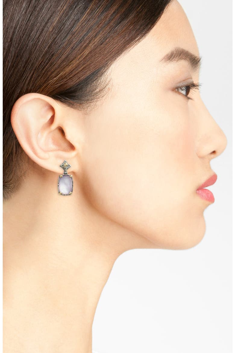 'Iliada' Rectangle Double Drop Earrings, Alternate, color, PINK