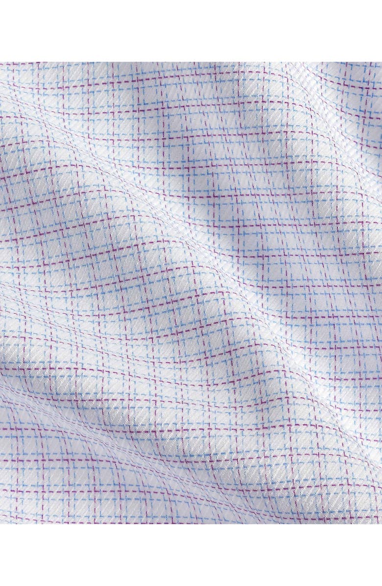 David Donahue Trim Fit Stretch Cotton Twill Dress Shirt, Alternate, color, White/Berry