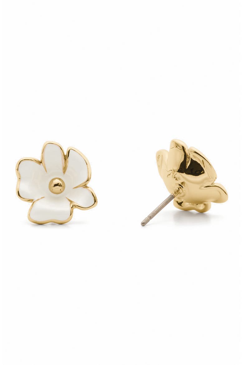flower stud earrings, Alternate, color, WHITE