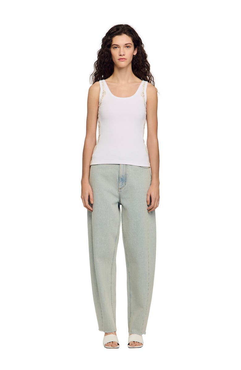 SANDRO Vest top with lace detail, Alternate, color, White