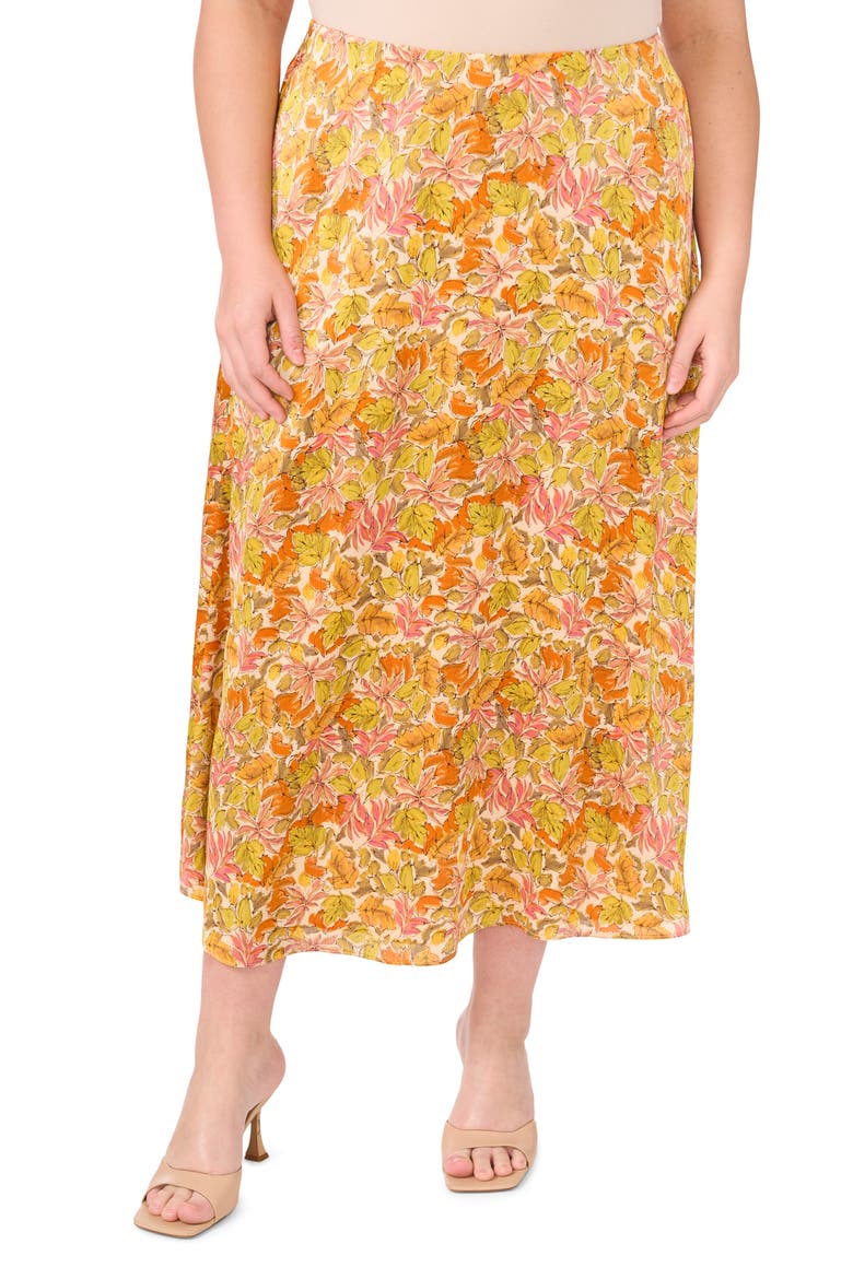 Bias Cut A-Line Maxi Skirt, Main, color, CRUSHED ORANGE