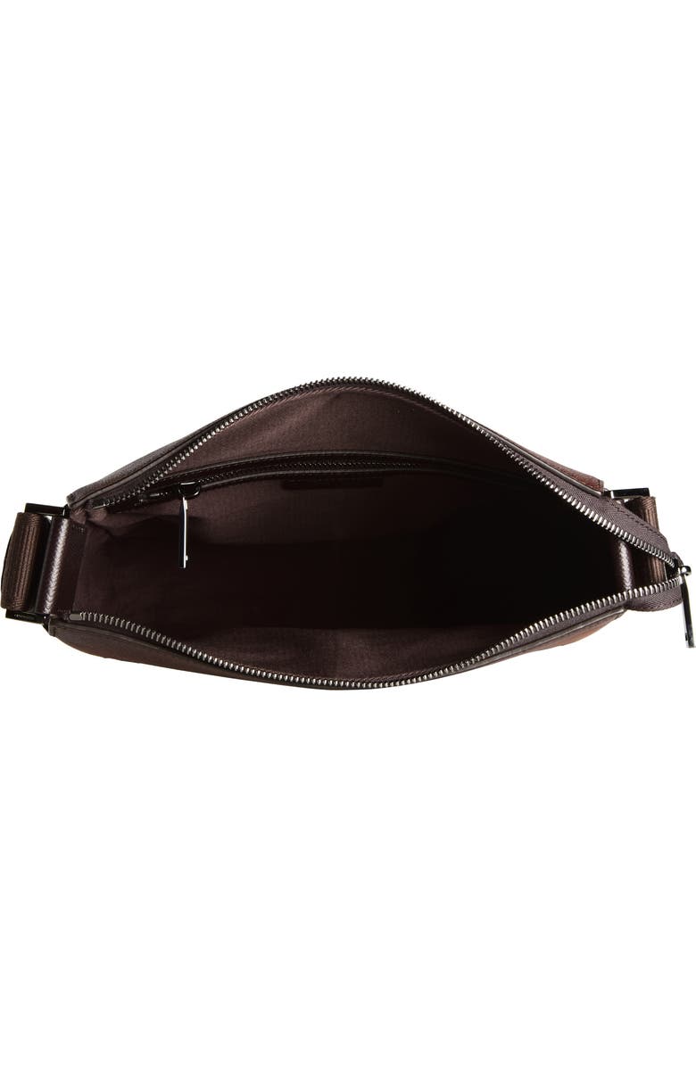 FERRAGAMO Trading Gancio Leather Crossbody Case, Alternate, color, New Cognac Testa Di Moro Dark