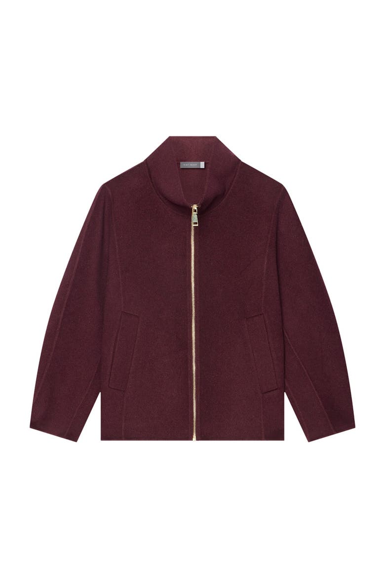 Wool Blend Hand Finished Bomber Jacket, Alternate, color, Burgundy