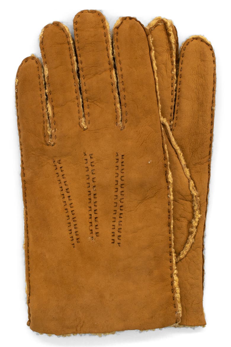 Genuine Shearling Leather Gloves, Main, color, WHISKY