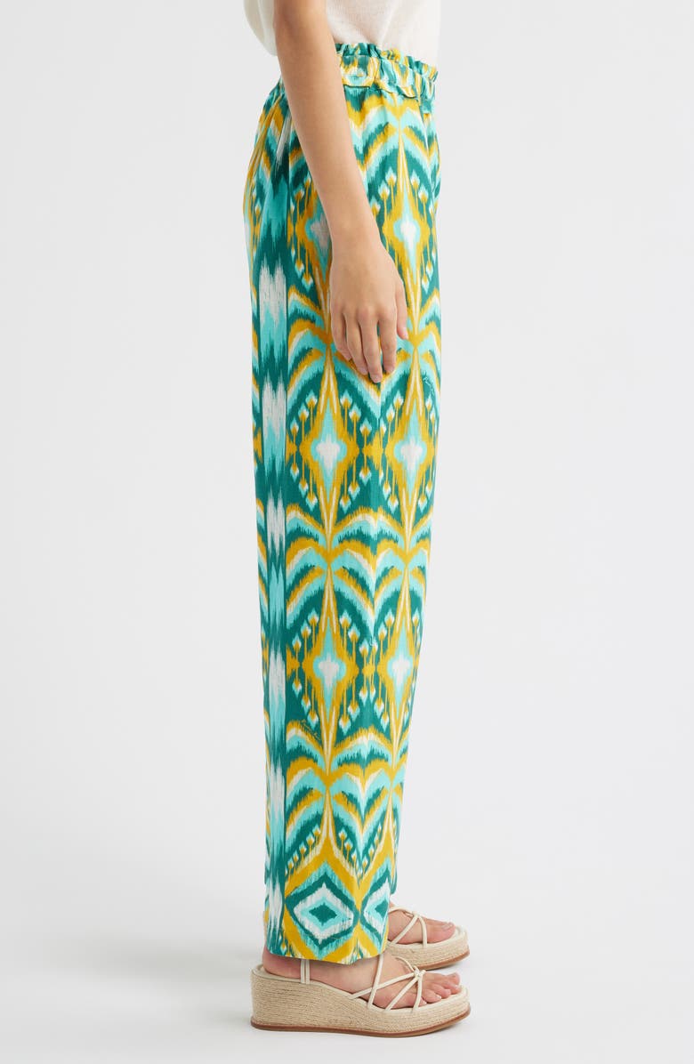 FARM Rio Tropical Tapestry Wide Leg Linen Blend Pants, Alternate, color, Off-White