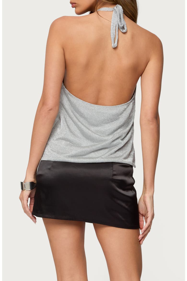 Stasia Sparkly Metallic Halter Top, Alternate, color, SILVER