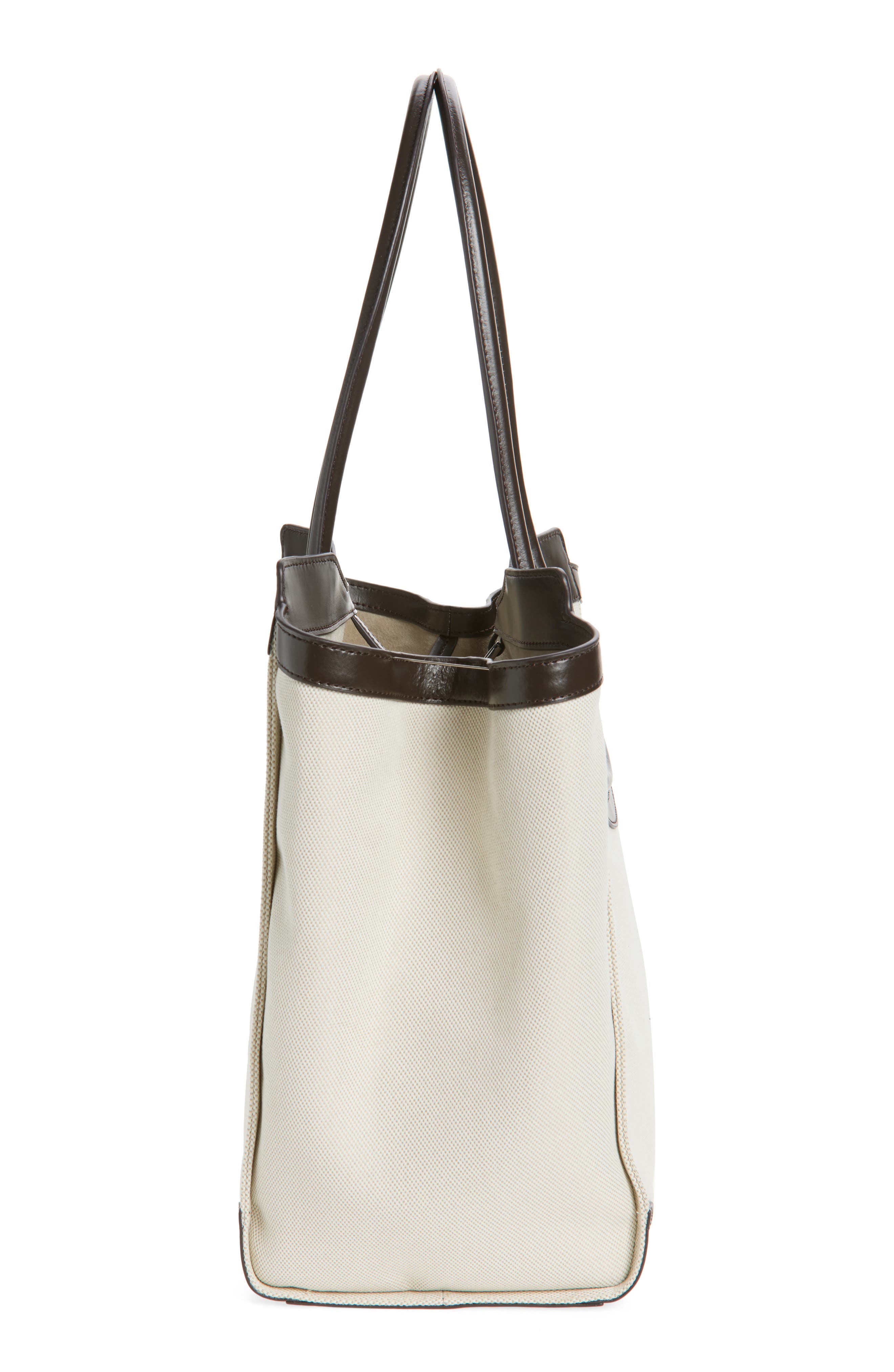 STAUD Maude Canvas & Leather Tote Bag, Alternate, color, Natural/ Espresso
