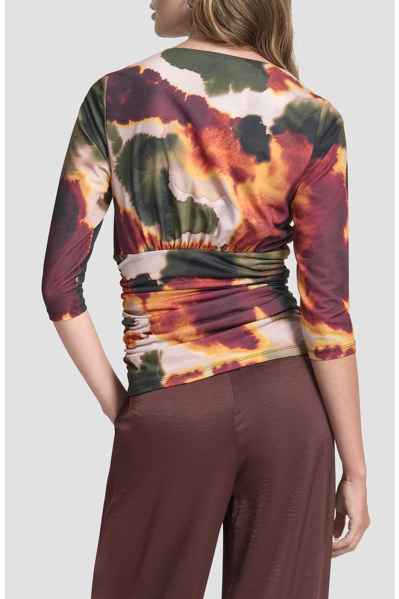 Ruched Knit Zip-Up Top, Alternate, color, INK DIFFUSION