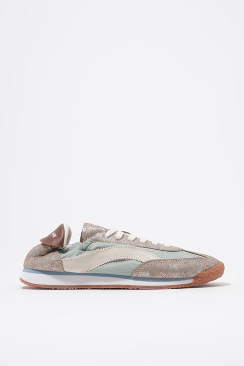 Suede & Nylon Elastic Sneakers